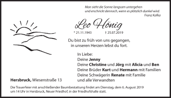 Traueranzeige von Leo Hönig von Hersbrucker Zeitung