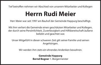 Traueranzeige von Rudi Meier von Hersbrucker Zeitung