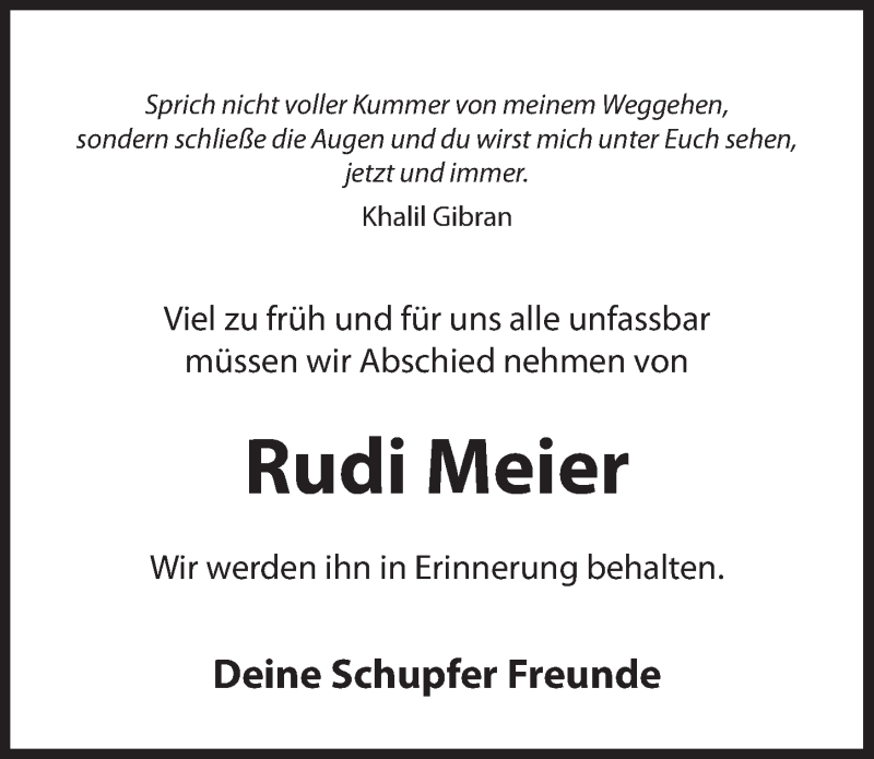  Traueranzeige für Rudi Meier vom 07.08.2019 aus Hersbrucker Zeitung