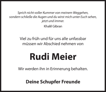 Traueranzeige von Rudi Meier von Hersbrucker Zeitung