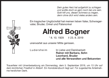 Traueranzeige von Alfred Bogner von Der Bote