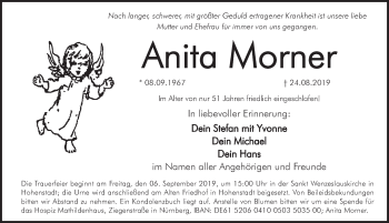 Traueranzeige von Anita Morner von Hersbrucker Zeitung