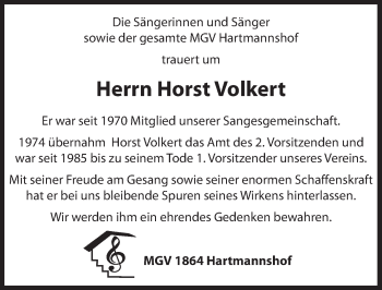 Traueranzeige von Horst Volkert von Hersbrucker Zeitung