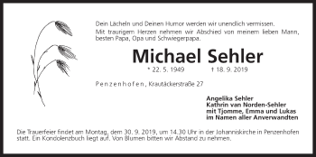 Traueranzeige von Michael Sehler von Der Bote