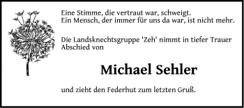 Traueranzeige von Michael Sehler von Der Bote