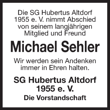 Traueranzeige von Michael Sehler von Der Bote