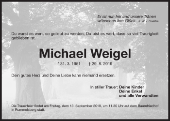 Traueranzeige von Michael Weigel von Der Bote