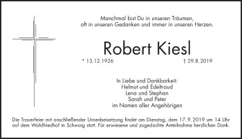 Traueranzeige von Robert Kiesl von Pegnitz-Zeitung