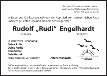 Traueranzeige von Rudolf Engelhardt von Der Bote