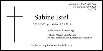 Traueranzeige von Sabine Istel von Der Bote