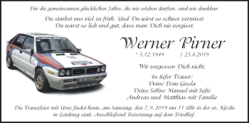 Traueranzeige von Werner Pirner von Der Bote