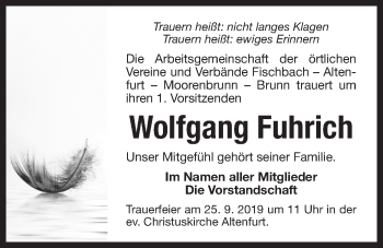 Traueranzeige von Wolfgang Fuhrich von Der Bote