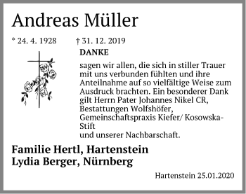 Traueranzeige von Andreas Müller von Hersbrucker Zeitung