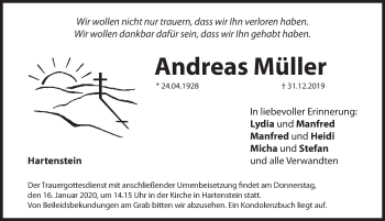 Traueranzeige von Andreas Müller von Hersbrucker Zeitung