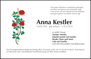 Traueranzeige von Anna Kestler von Pegnitz-Zeitung