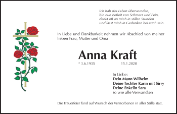 Traueranzeige von Anna Kraft von Pegnitz-Zeitung