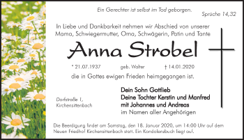 Traueranzeige von Anna Strobel von Hersbrucker Zeitung