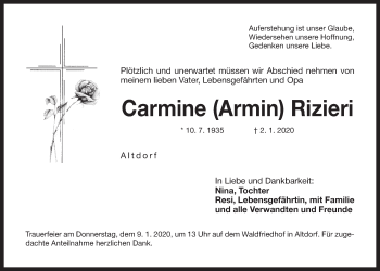 Traueranzeige von Carmine Rizieri von Der Bote
