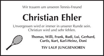 Traueranzeige von Christian Ehler von Pegnitz-Zeitung