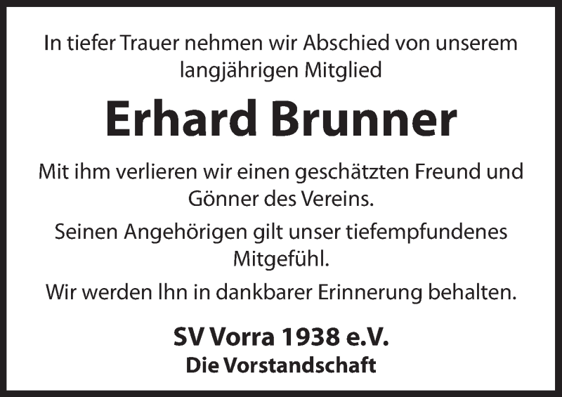  Traueranzeige für Erhard Brunner vom 24.01.2020 aus Hersbrucker Zeitung