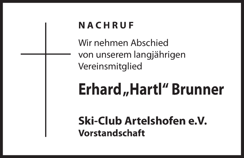  Traueranzeige für Erhard Brunner vom 25.01.2020 aus Hersbrucker Zeitung
