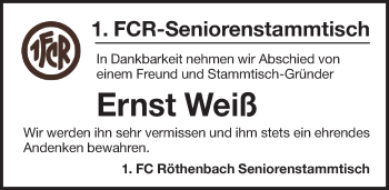 Traueranzeige von Ernst Weiß von Pegnitz-Zeitung