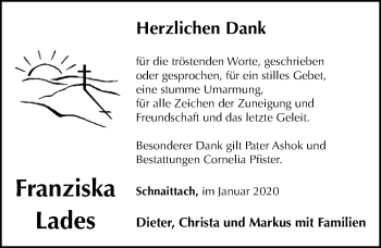 Traueranzeige von Franziska Lades von Pegnitz-Zeitung