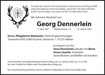 Traueranzeige von Georg Dennerlein von Hersbrucker Zeitung