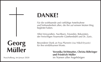 Traueranzeige von Georg Müller von Pegnitz-Zeitung