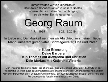 Traueranzeige von Georg Raum von Pegnitz-Zeitung