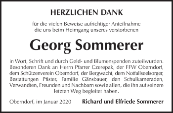Traueranzeige von Georg Sommerer von Pegnitz-Zeitung