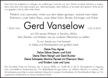 Traueranzeige von Gerd Vanselow von Hersbrucker Zeitung