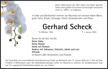 Traueranzeige von Gerhard Scheck von Pegnitz-Zeitung