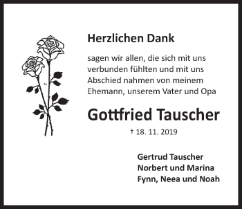 Traueranzeige von Gottfried Tauscher von Der Bote