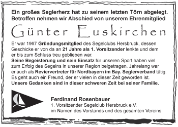 Traueranzeige von Günter Euskirchen von Hersbrucker Zeitung