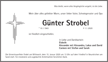 Traueranzeige von Günter Strobel von Pegnitz-Zeitung