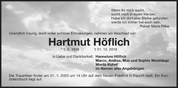 Traueranzeige von Hartmut Höflich von Der Bote