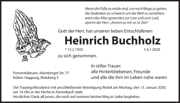Traueranzeige von Heinrich Buchholz von Hersbrucker Zeitung