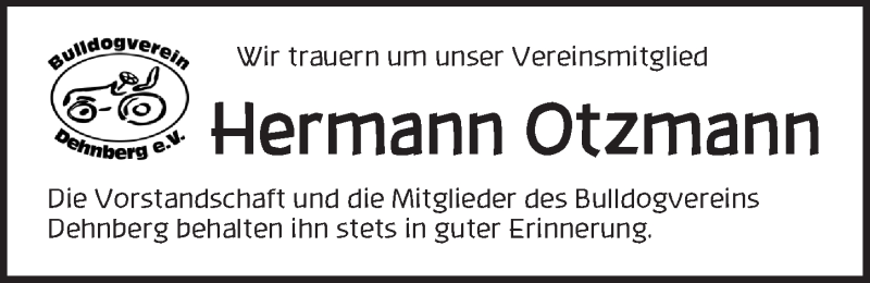  Traueranzeige für Hermann Otzmann vom 21.01.2020 aus Pegnitz-Zeitung