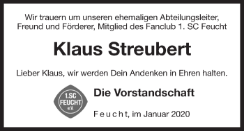 Traueranzeige von Klaus Streubert von Der Bote