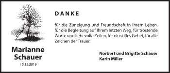 Traueranzeige von Marianne Schauer von Hersbrucker Zeitung