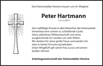 Traueranzeige von Peter Hartmann von Hersbrucker Zeitung