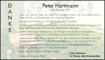 Traueranzeige von Peter Hartmann von Hersbrucker Zeitung