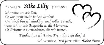 Traueranzeige von Silke Lilly von Pegnitz-Zeitung