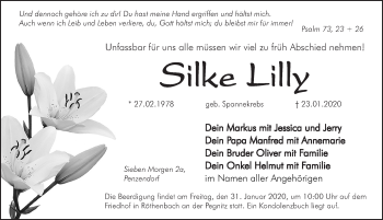 Traueranzeige von Silke Lilly von Pegnitz-Zeitung