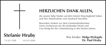 Traueranzeige von Stefanie Hruby von Pegnitz-Zeitung