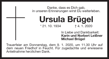 Traueranzeige von Ursula Brügel von Der Bote