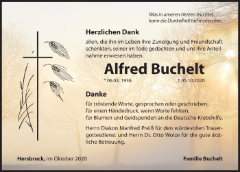Traueranzeige von Alfred Buchelt von Hersbrucker Zeitung