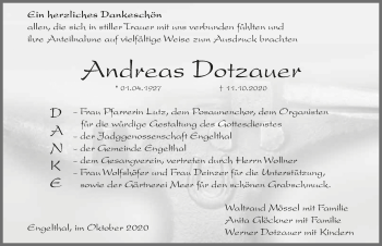 Traueranzeige von Andreas Dotzauer von Hersbrucker Zeitung