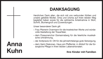 Traueranzeige von Anna Kuhn von Der Bote